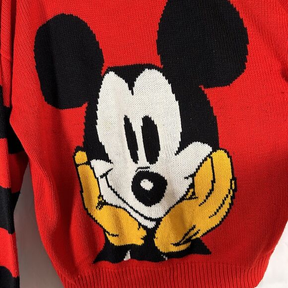Vintage Mickey Mouse Women's XL Red Knit Crew Neck Long Sleeve Pullover - Picture 4 of 9